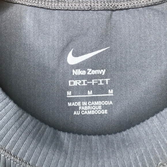 Nike Zenvy Blue Shirt Crop Ribbed Short Sleeve Womens M - Picture 3 of 9